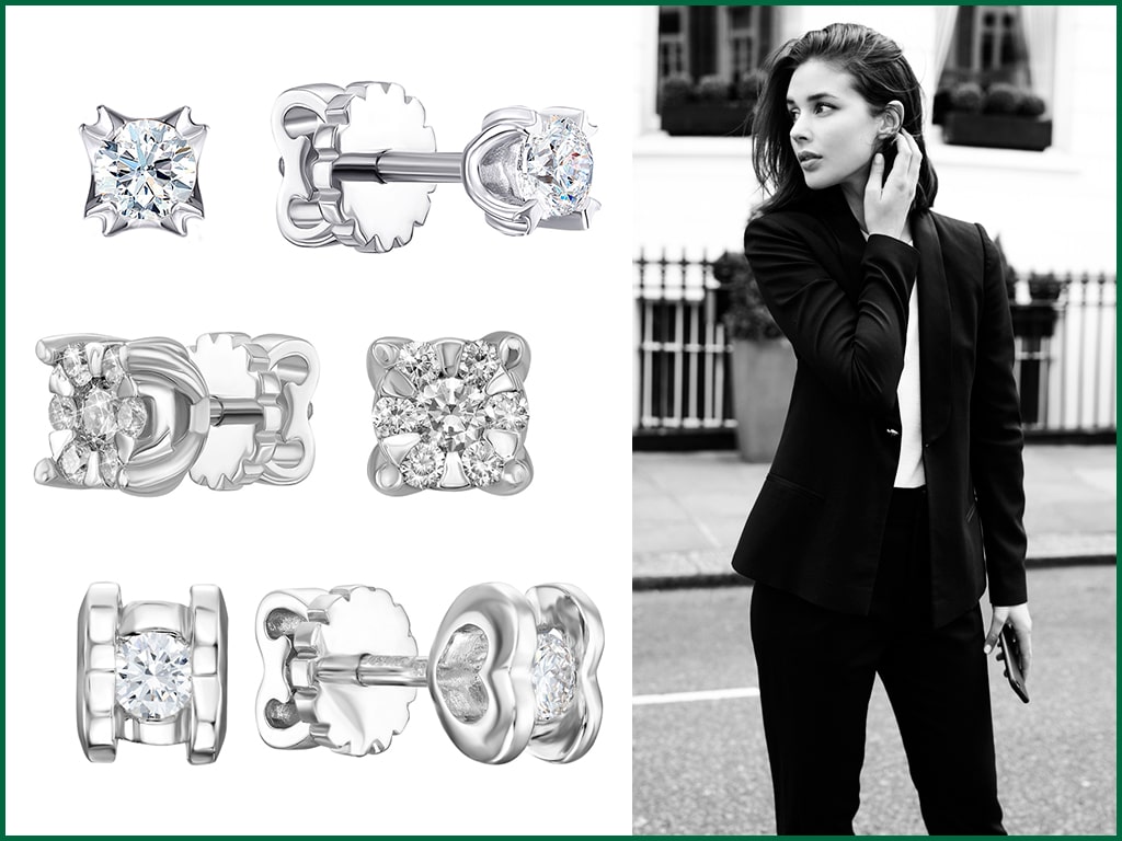 Сережки-пусети з діамантами