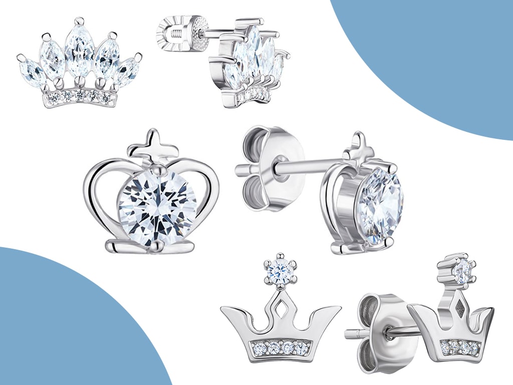 Серьги короны из серебра