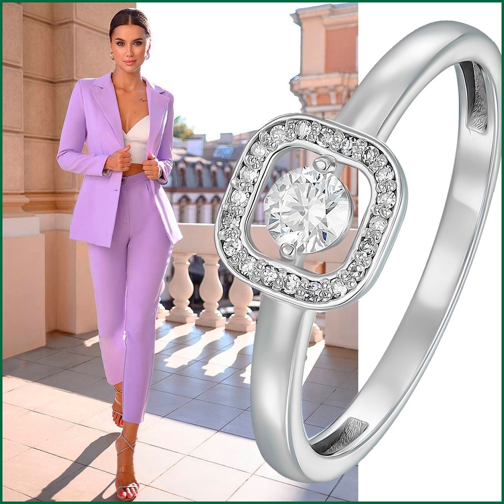 Кільце з діамантами квадрат