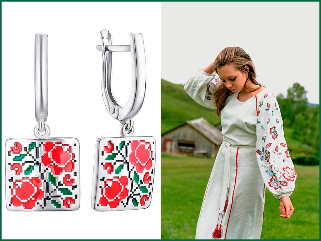 Серебряные серьги с орнаментом